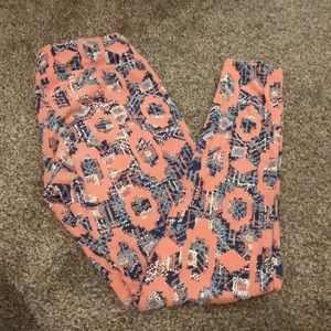 Pink & Blue Aztec Print Lularoe Leggings